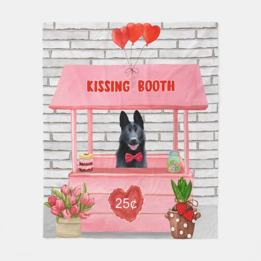 Couverture Polaire Chien berger allemand Valentine's Day Kissing Boot (Devant)