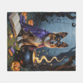 Couverture Polaire Chien berger belge Peinture Whimsical Halloween (Devant (Horizontal))