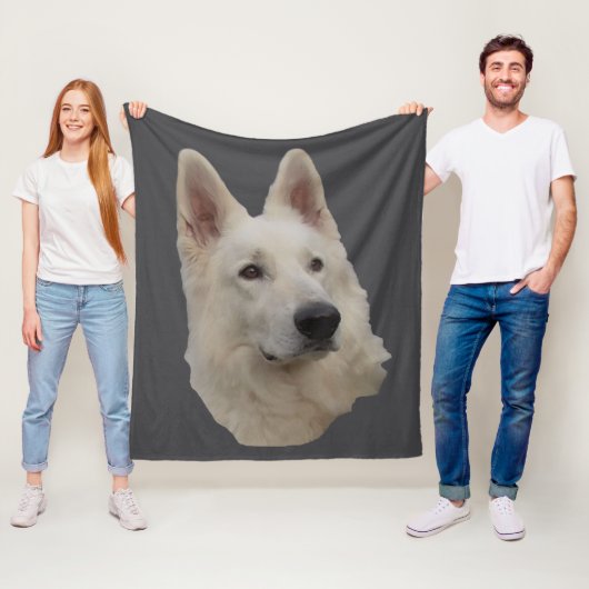 Couverture Polaire Chien blanc de berger Tête Plafond (En situation)