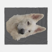Couverture Polaire Chien blanc de berger Tête Plafond (Devant (Horizontal))