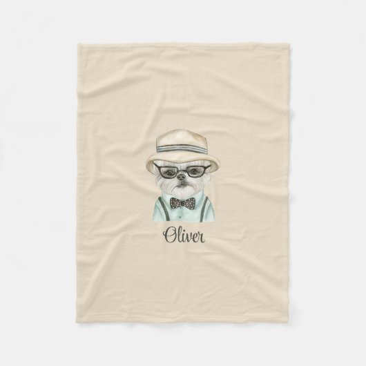 Couverture Polaire Chien blanc Malteser Baby Boy Fun Puppy (Devant)