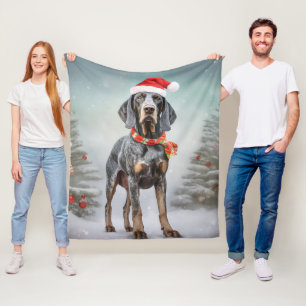Couverture Polaire Chien Bluetick Coonhound dans la neige de Noël