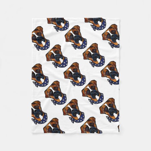 Couverture Polaire Chien Boxer 4 juillet (Devant)