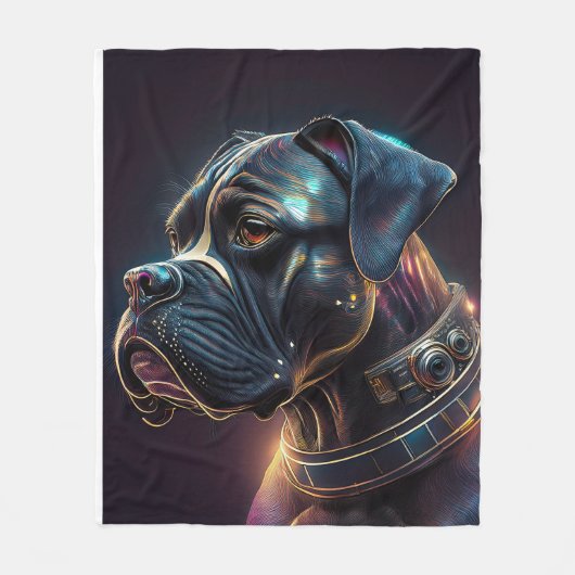 Couverture Polaire Chien Boxer Steampunk (Devant)