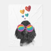 Couverture Polaire Chien Caniche avec la Saint-Valentin coeurs (Devant)