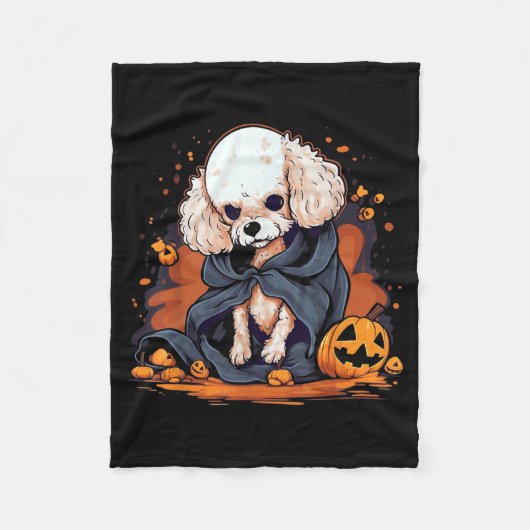 Couverture Polaire Chien Caniche Halloween (Devant)