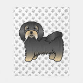 Couverture Polaire Chien Caricature Cute, Noir Et Tan Havanais (Devant)