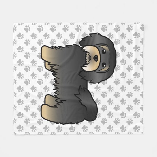 Couverture Polaire Chien Caricature Cute, Noir Et Tan Havanais (Devant (Horizontal))
