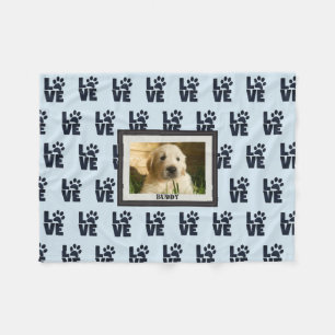 Couverture Polaire Chien Chat Love Empreinte de patte Photo personnal
