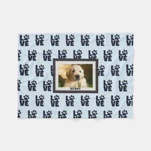 Couverture Polaire Chien Chat Love Empreinte de patte Photo personnal (Devant (Horizontal))