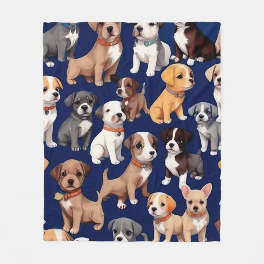 Couverture Polaire Chien Chien Chien bleu de la marine Design Motif (Devant)