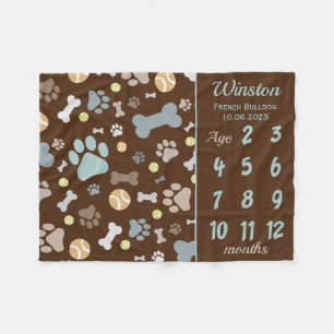 Couverture Polaire Chien Chien Chien Empreinte de patte Milestone Kee
