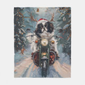 Couverture Polaire Chien Chin japonais équitation moto Noël (Devant)