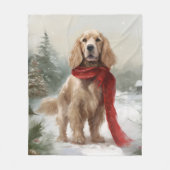 Couverture Polaire Chien Cocker Spaniel dans la neige Noël (Devant)