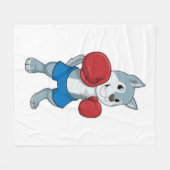Couverture Polaire Chien comme boîte avec gants de boxe (Devant (Horizontal))