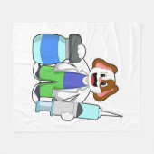 Couverture Polaire Chien comme docteur avec seringue (Devant (Horizontal))