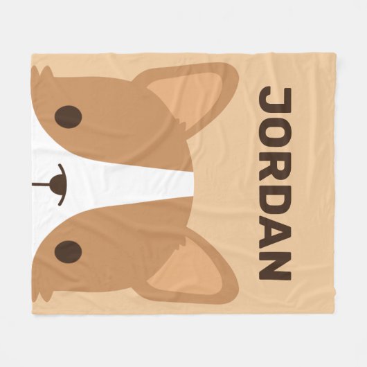 Couverture Polaire Chien Corgi mignon avec nom personnalisé (Devant (Horizontal))