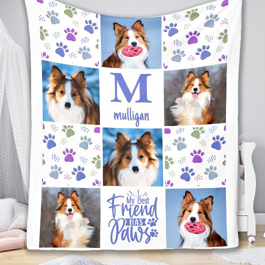 Couverture Polaire Chien Custom Pet 6 Photo Collage Empreintes de pat