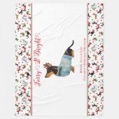 Couverture Polaire Chien Dachshund Reindeer Casquette Noël Furie bril (Devant)