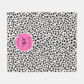 Couverture Polaire Chien dalmate Abstrait Motif rose chaud Monogramme (Devant (Horizontal))