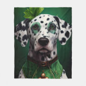 Couverture Polaire Chien dalmate en robe de la Saint-Patrick (Devant)