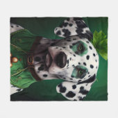 Couverture Polaire Chien dalmate en robe de la Saint-Patrick (Devant (Horizontal))