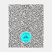 Couverture Polaire Chien dalmate Motif Abstrait Aqua Blue Monogramme (Devant)