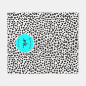 Couverture Polaire Chien dalmate Motif Abstrait Aqua Blue Monogramme (Devant (Horizontal))