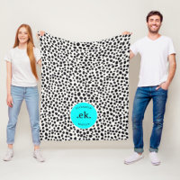 Chien Dalmatien Motif Abstrait Monogramme Bleu Aqu