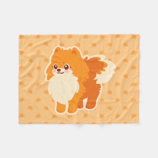 Couverture Polaire Chien de bande dessinée de Kawaii Pomeranian (Devant (Horizontal))