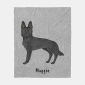 Couverture Polaire Chien de berger allemand noir avec texte personnal (Devant)