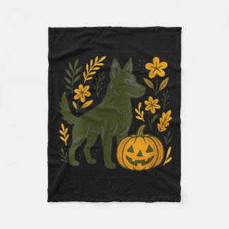Couverture Polaire Chien de berger allemand noir féminin Halloween Ci