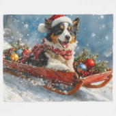 Couverture Polaire Chien de berger australien en Noël à Sledge (Devant (Horizontal))