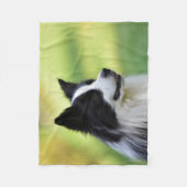 Couverture Polaire Chien de berger border collie noir et blanc (Devant)