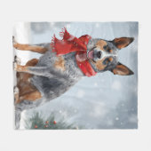 Couverture Polaire Chien de bétail australien à Noël de neige (Devant (Horizontal))