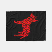 Couverture Polaire Chien de bétail australien mignon Silhouette Coeur (Devant (Horizontal))