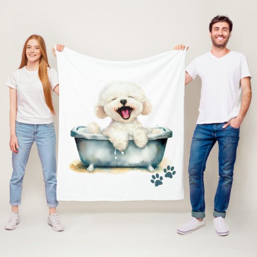 Couverture Polaire Chien de Bichon Frise (En situation)