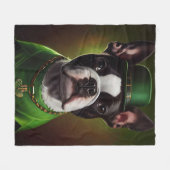 Couverture Polaire Chien de Boston Terrier en Robe du Jour de la Sain (Devant (Horizontal))