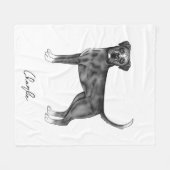 Couverture Polaire Chien De Boxe Allemand En Noir Et Blanc & Nom Pers (Devant (Horizontal))