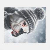 Couverture Polaire Chien de boxe en hiver (Devant (Horizontal))