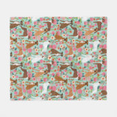 Couverture Polaire Chien de boxeur floral (Devant (Horizontal))