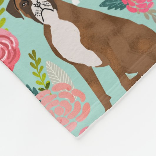 Couverture Polaire Chien de boxeur floral (Coin)