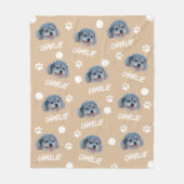 Couverture Polaire Chien de caniche, Camel Photo personnalisée et nom (Devant)