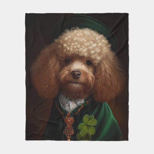 Couverture Polaire Chien de caniche en tenue de jour St. Patrick (Devant)