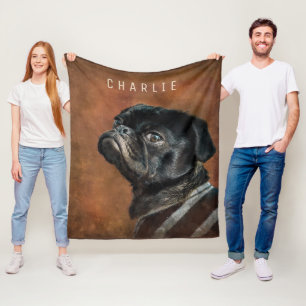 Couverture Polaire Chien de Carlin noir