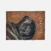 Couverture Polaire Chien de Carlin noir personnalisé (Devant (Horizontal))