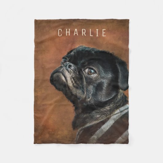 Couverture Polaire Chien de Carlin noir personnalisé (Devant)