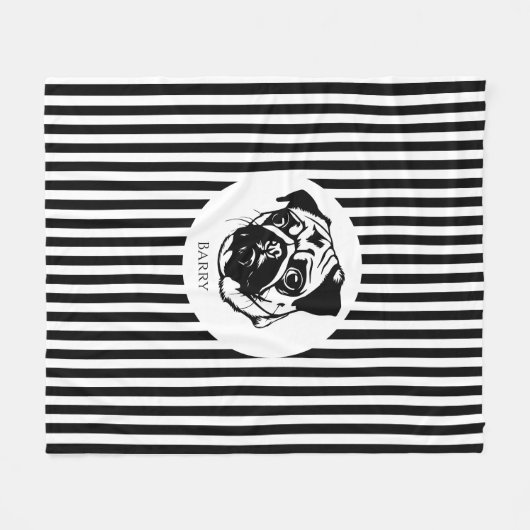 Couverture Polaire chien de carlin personnalisé design tendance perso (Devant (Horizontal))