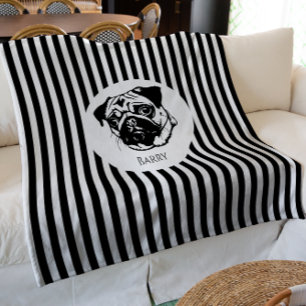Couverture Polaire chien de carlin personnalisé design tendance perso