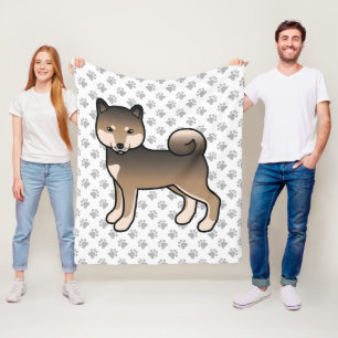 Couverture Polaire Chien de dessin animé mignon Shiba Inu au sésame e